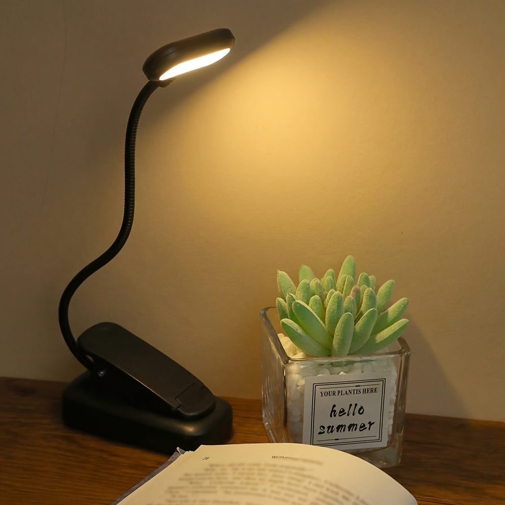 1pc Flexible Clip On Book Horizontal black shell warm light
