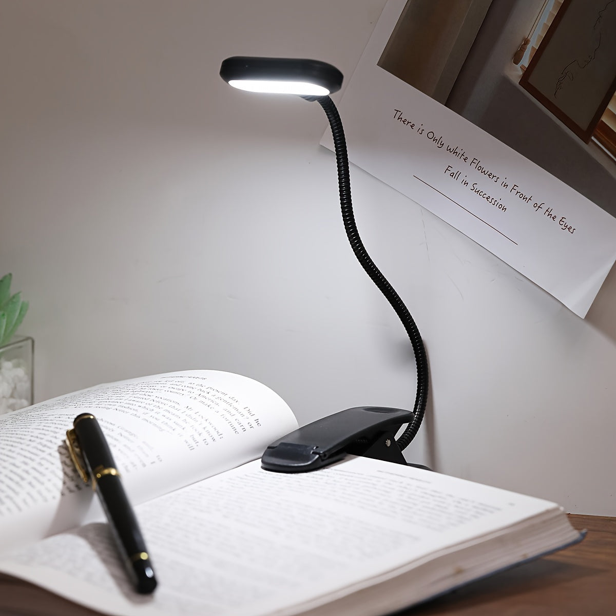 1pc Flexible Clip On Book Black Shell