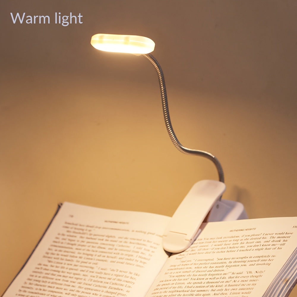 1pc Flexible Clip On Book Horizontal white shell warm light