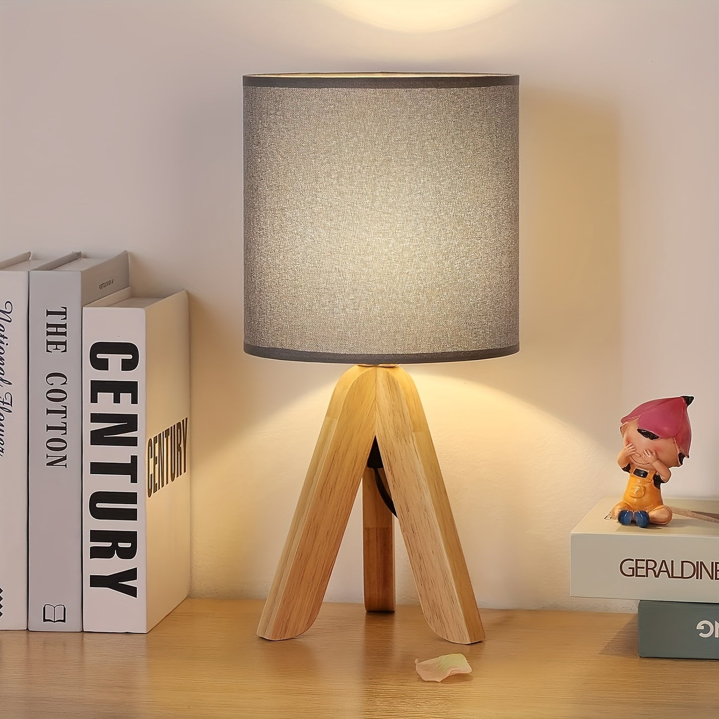LYOOWNG Wooden Tripod Table Lamp grey 1pack