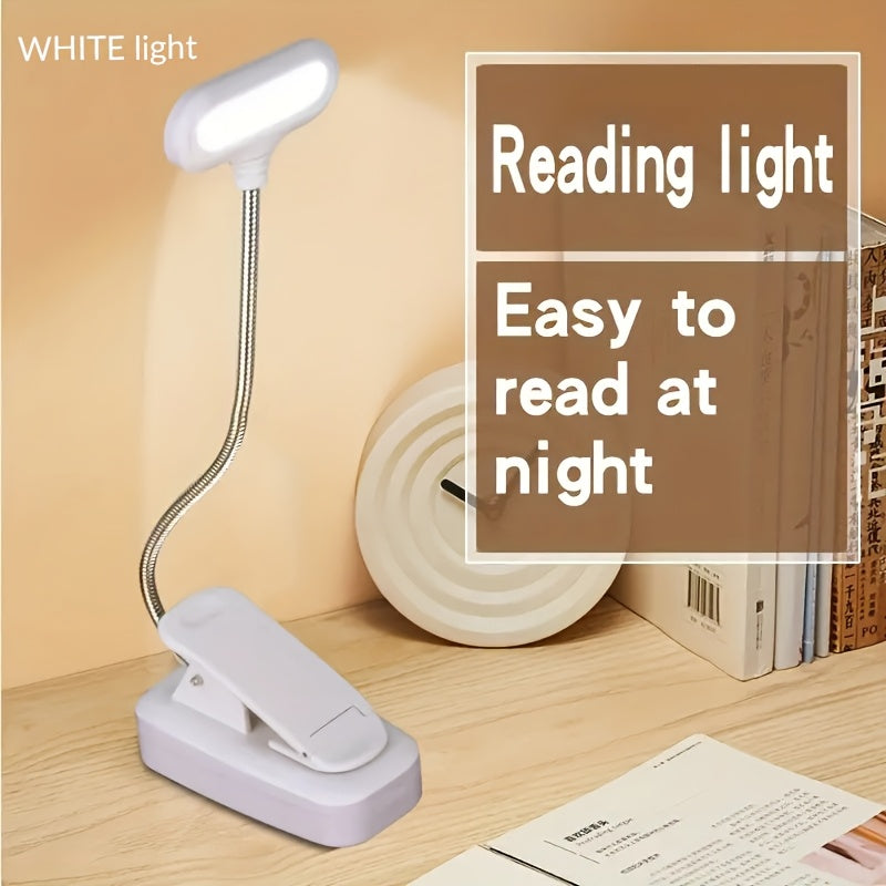 1pc Flexible Clip On Book Horizontal white shell white light