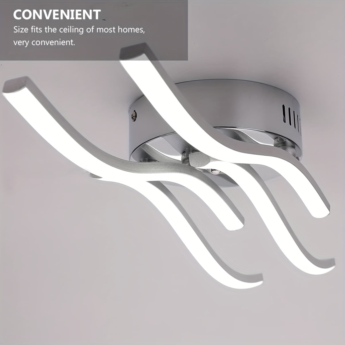 Modern Curved LED Ceiling Light Silvery
