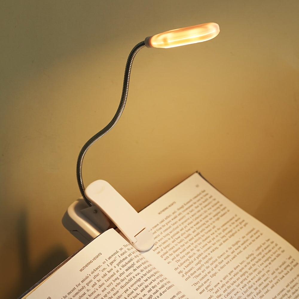 1pc Flexible Clip On Book Vertical white shell warm light
