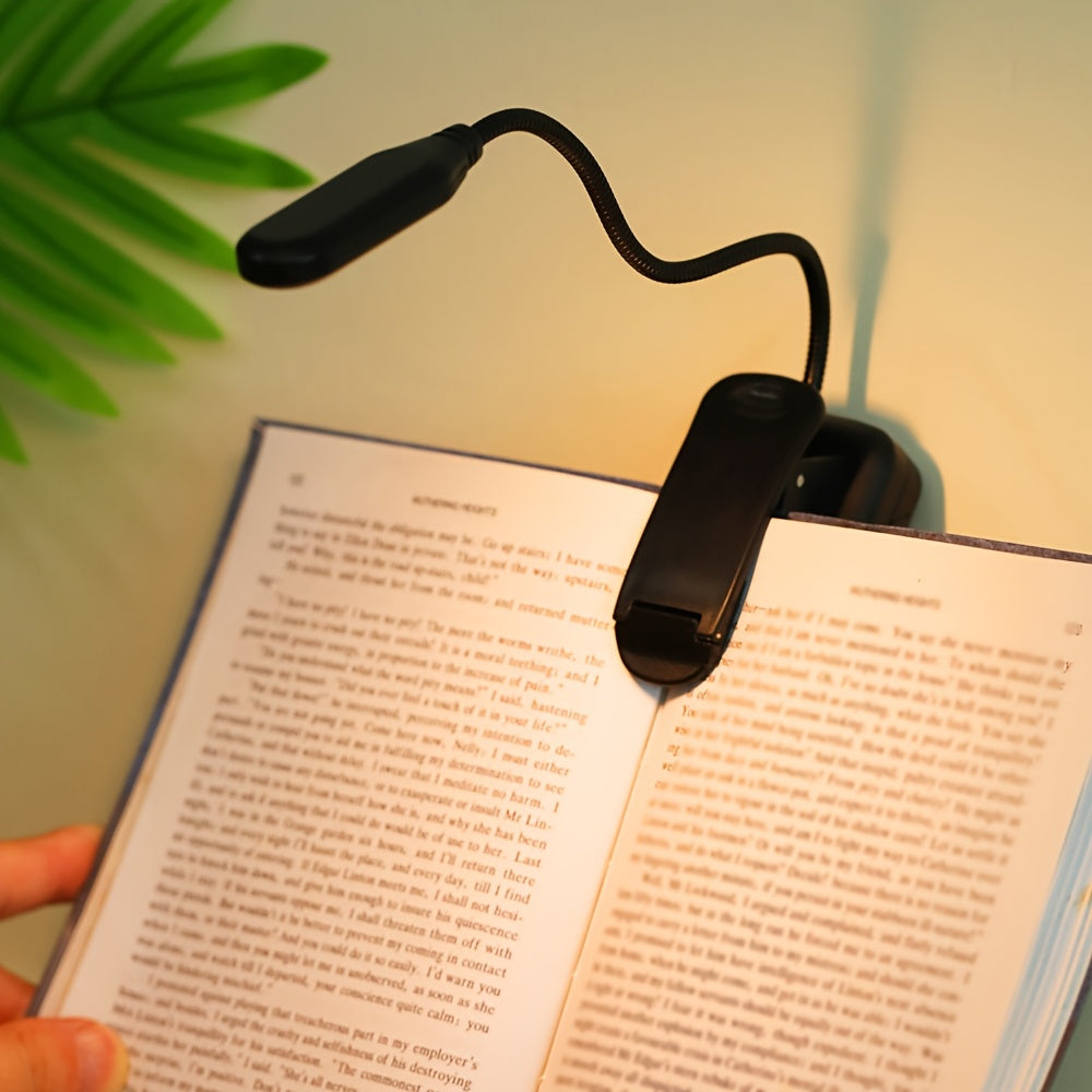 1pc Flexible Clip On Book Vertical black shell warm light