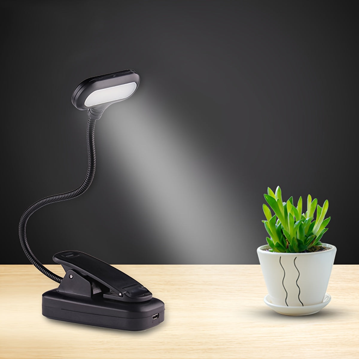 1pc Clip On Book Light, Battery Powered Flexible Hose Table Lamp, Desktop Small Reading Lamp, Portable Small Night Light For Room Decor - Sparks