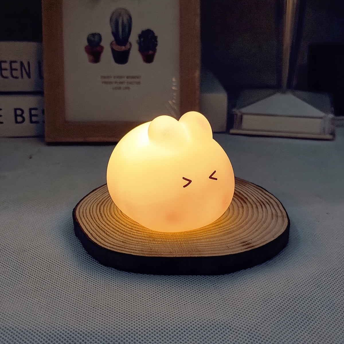 Contemporary Cartoon Night Light Decorative Pink Lying Rabbit Night Light Cartoon Night Light (built-in 3 Button Batteries)