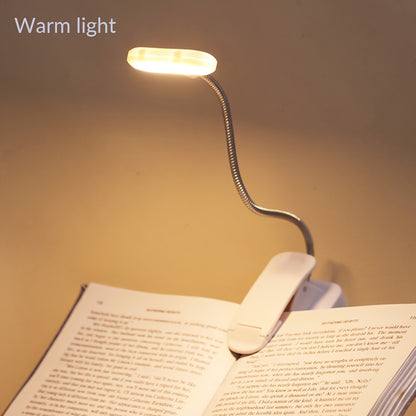 1pc Flexible Clip On Book Horizontal white shell warm light