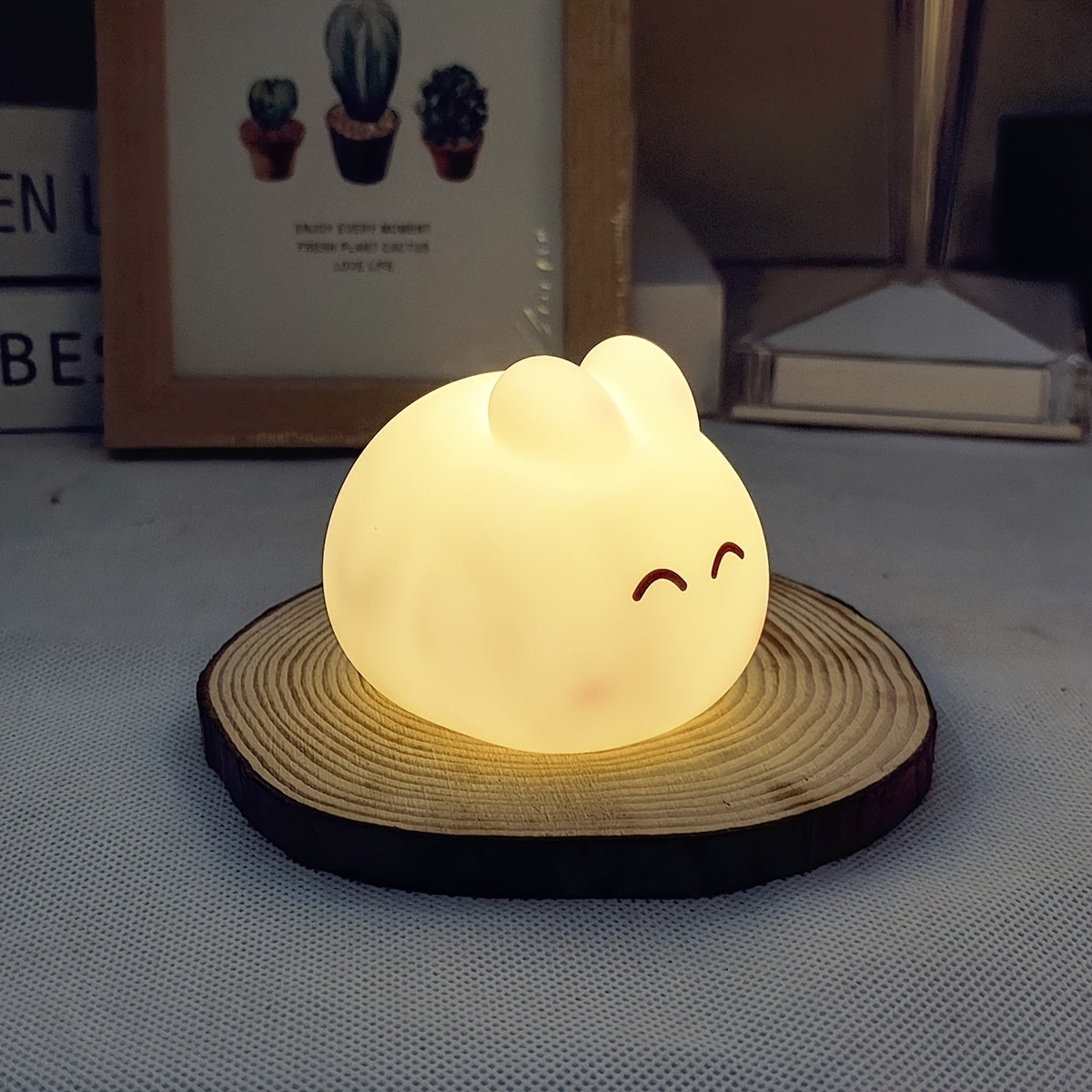 Contemporary Cartoon Night Light Decorative White Lying Rabbit Night Light Cartoon Night Light (built-in 3 Button Batteries)