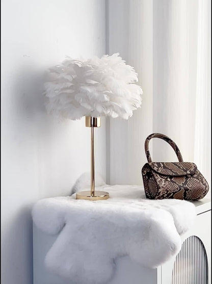 Elegant White Feather Lamp with