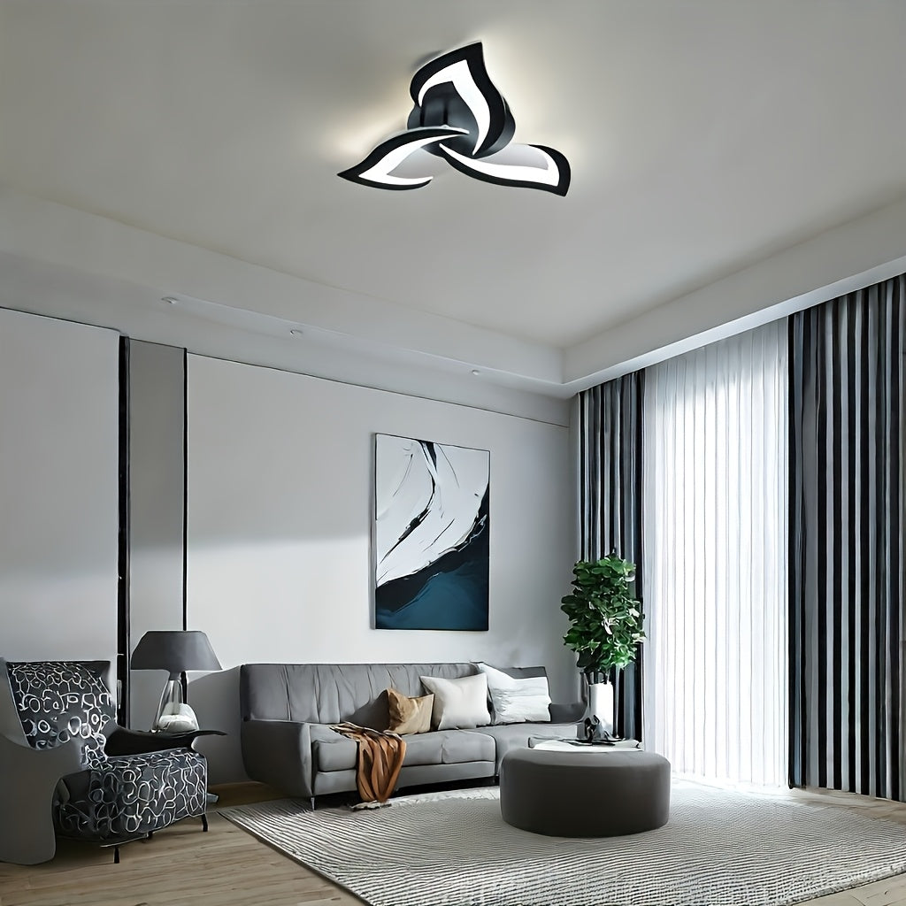 Contemporary Flower Designed LED Ceiling Black