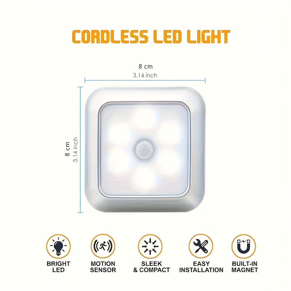 1pc Square 6 LED Motion