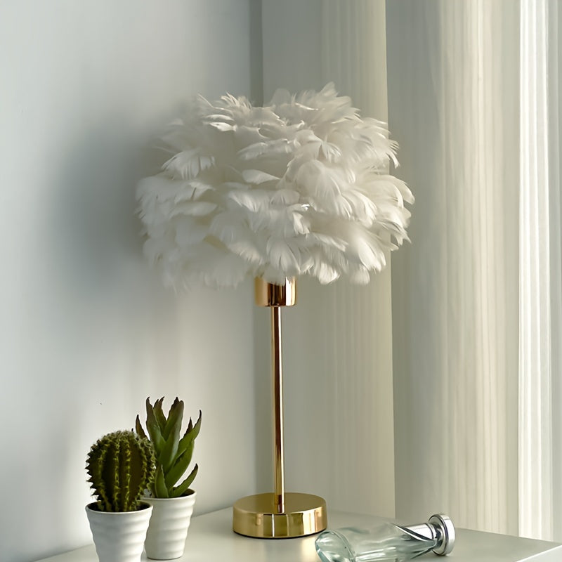 Elegant White Feather Lamp with