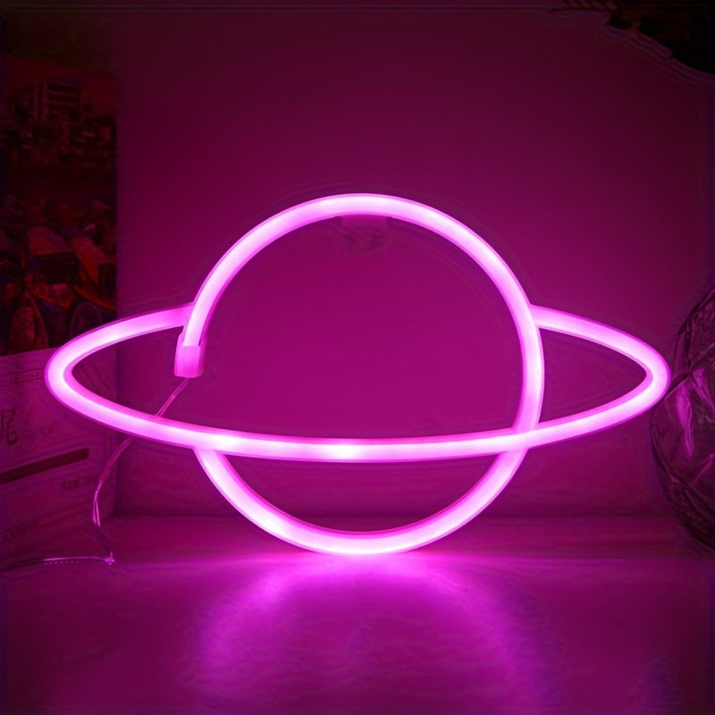 1pc Planetary LED Neon Sign Pink 29.97*17.02cm