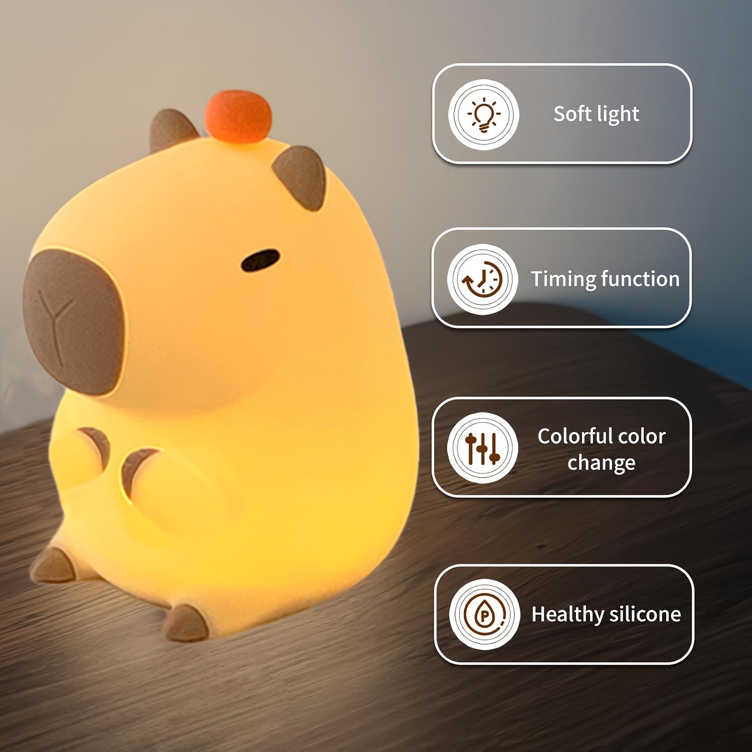 Charming Modern Capybara Night Light