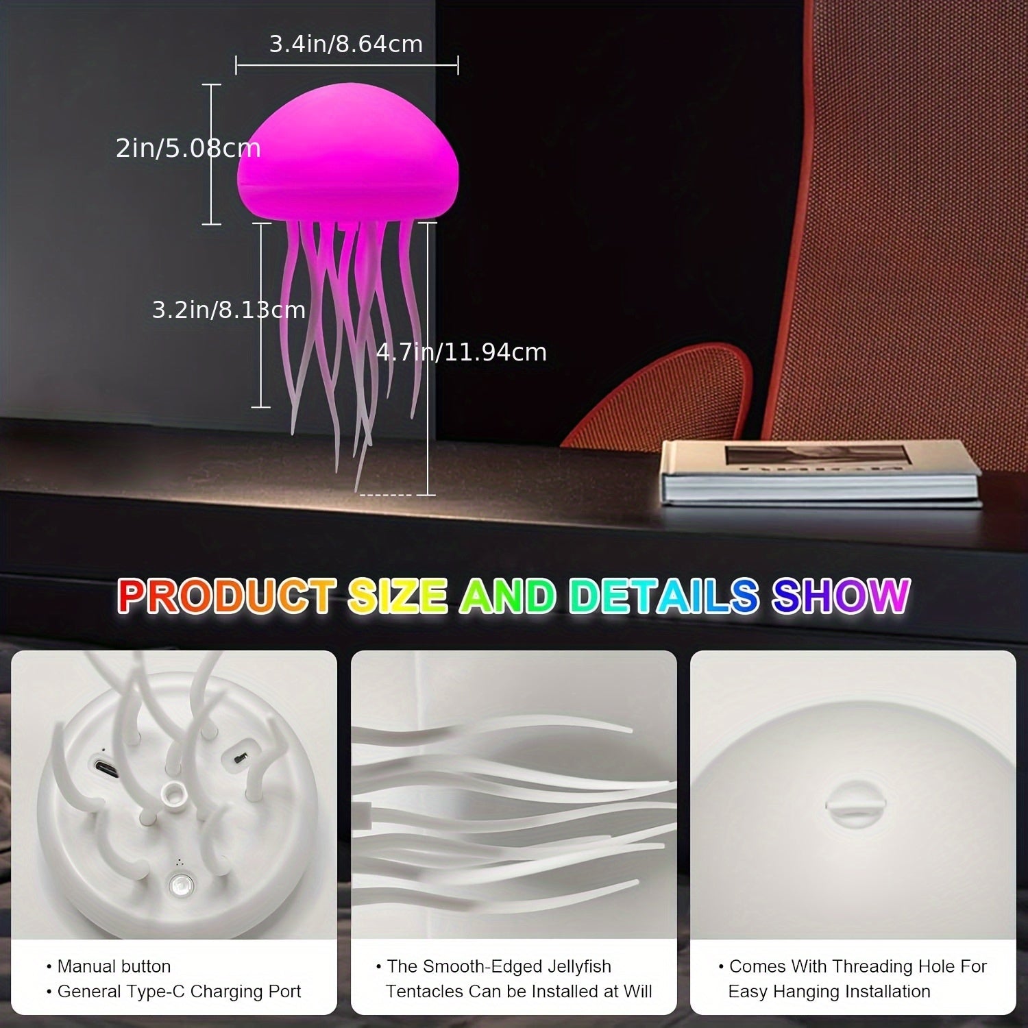 RGB Gradient Jellyfish Lamp Voice