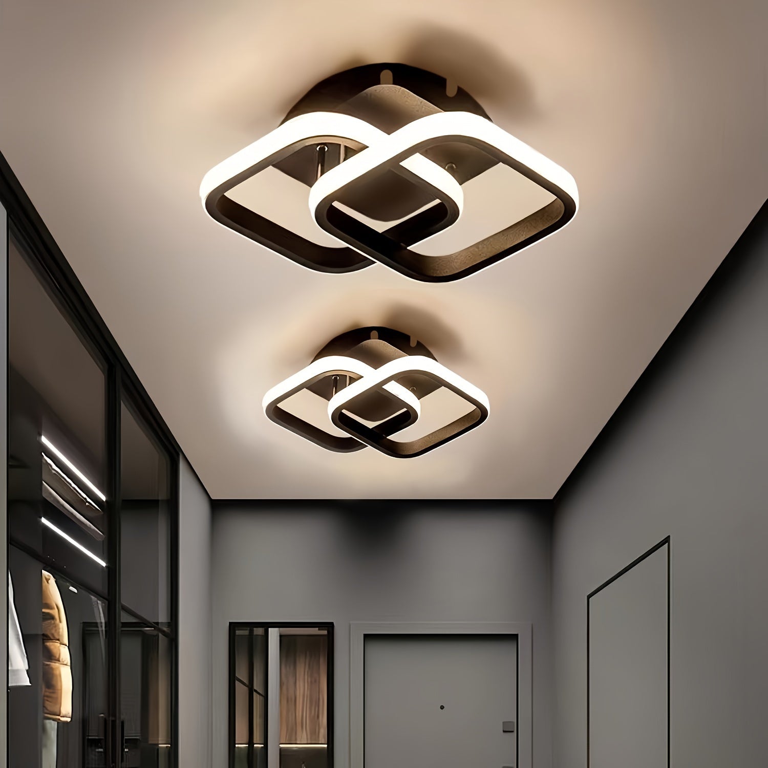 Contemporary Adjustable Square LED Ceiling Black