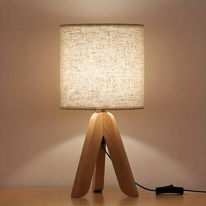 LYOOWNG Wooden Tripod Table Lamp Linen 1pack