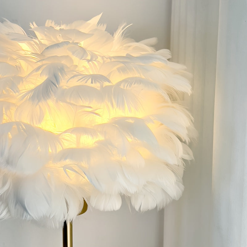 Elegant White Feather Lamp with