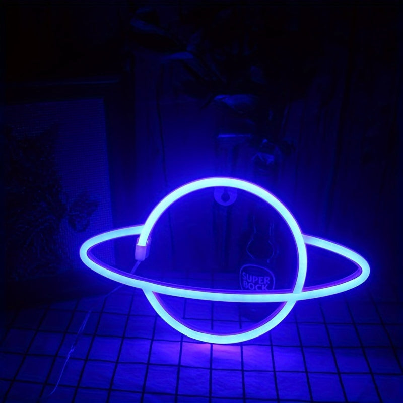1pc Planetary LED Neon Sign Blue 29.97*17.02cm