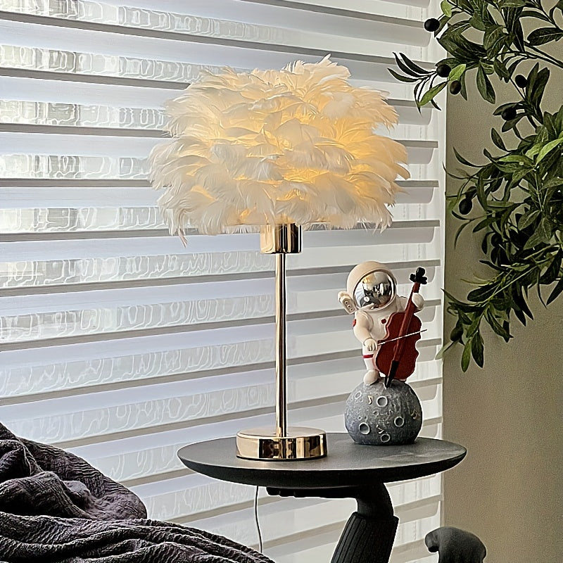 Elegant White Feather Lamp with