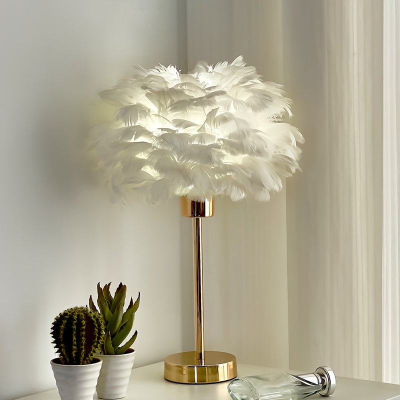 Elegant White Feather Lamp with