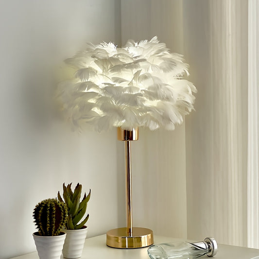 Elegant White Feather Lamp with
