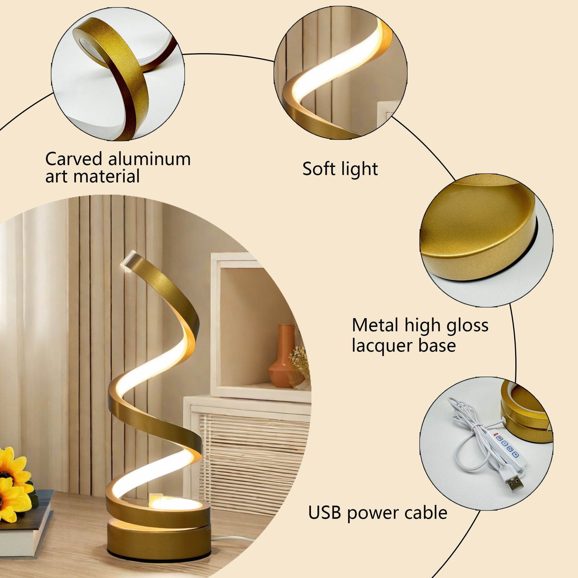Spiral LED Desk Lamp Gooseneck