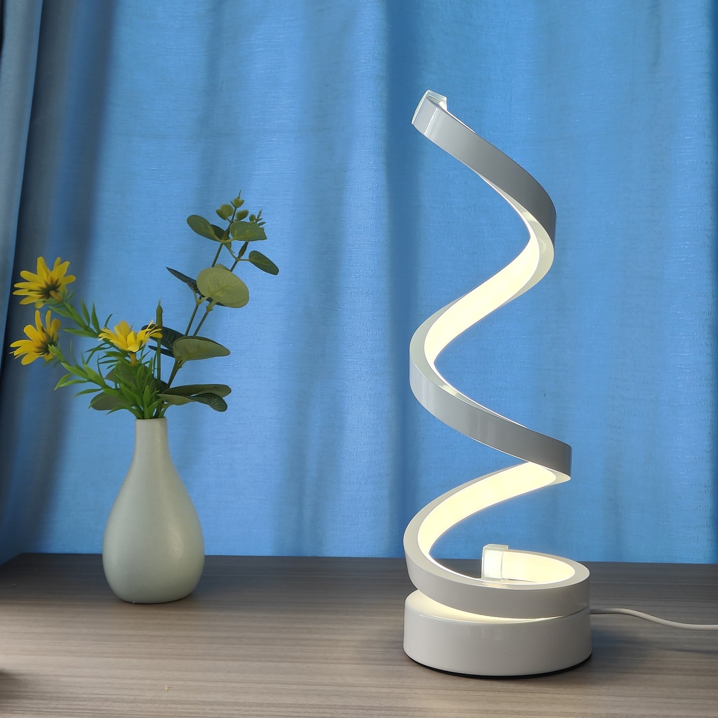 Spiral LED Desk Lamp Gooseneck White