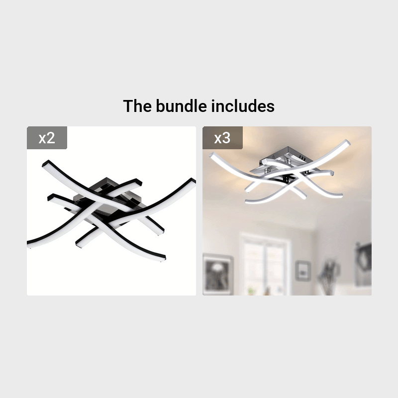 HIMGOR Contemporary LED Ceiling Light Black*2+Silvery*3