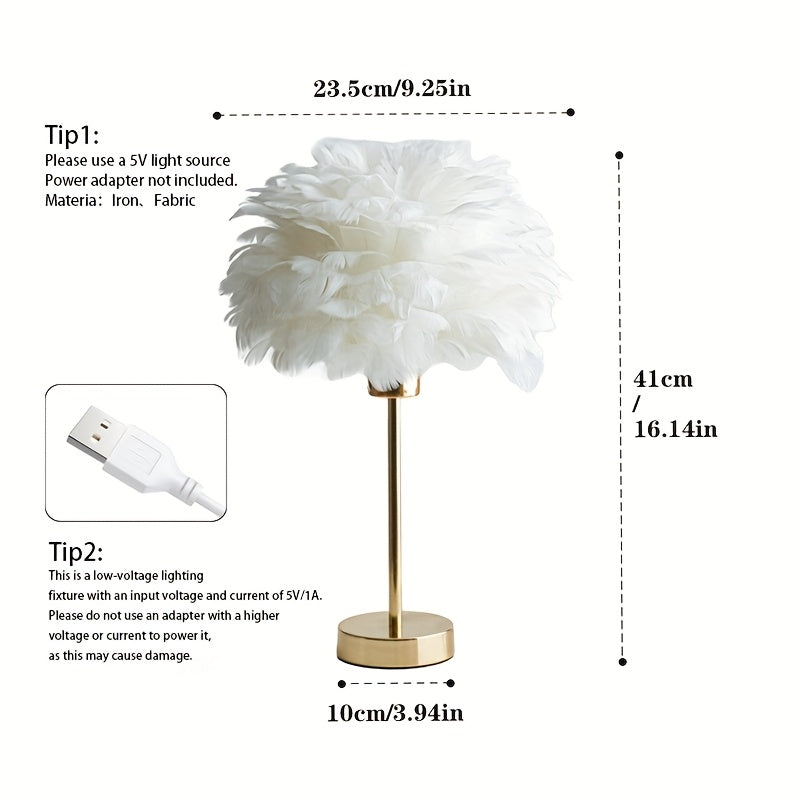 Elegant White Feather Lamp with
