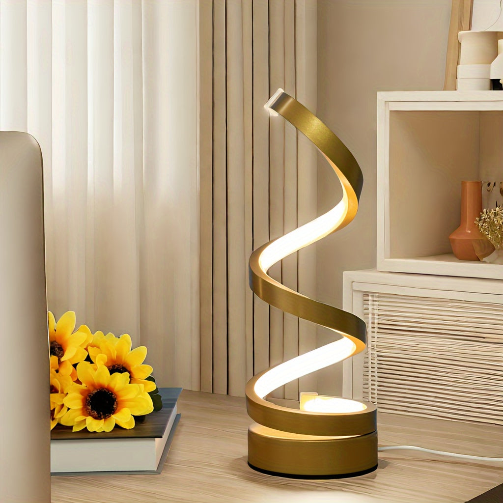 Spiral LED Desk Lamp Gooseneck Golden