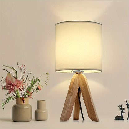 LYOOWNG Wooden Tripod Table Lamp White 1pack