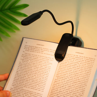 1pc Flexible Clip On Book Vertical black shell warm light