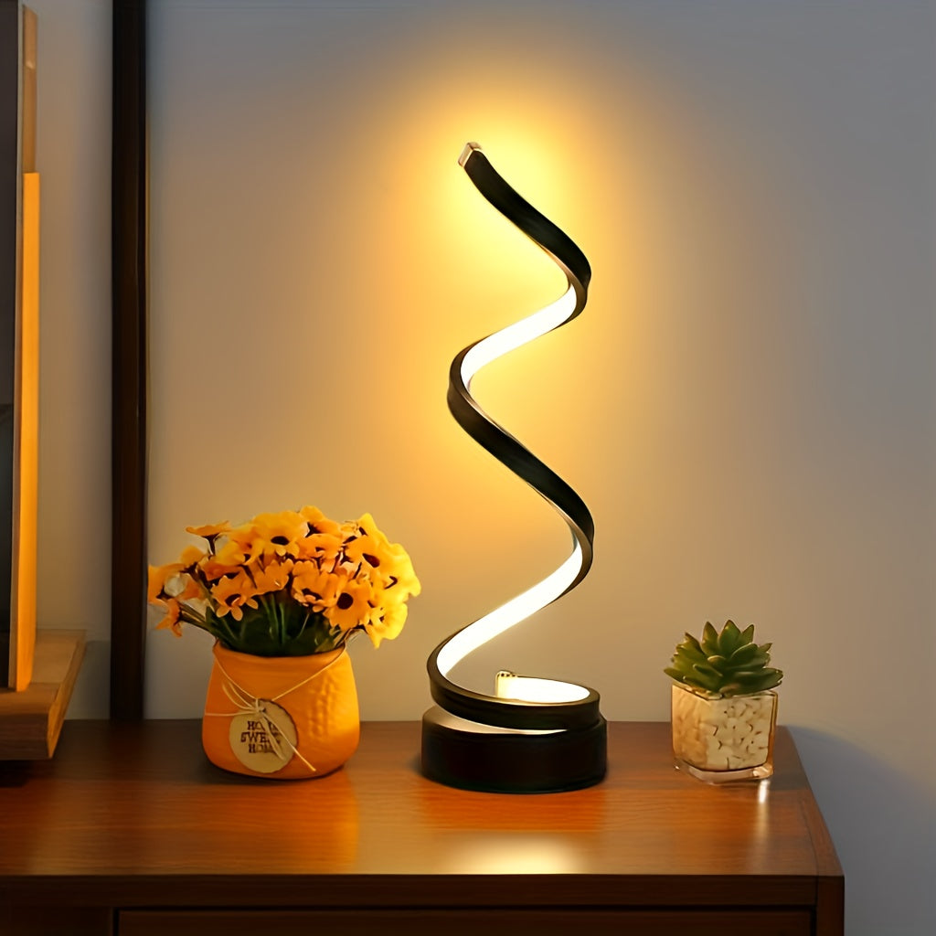 Spiral LED Desk Lamp Gooseneck Deep Black