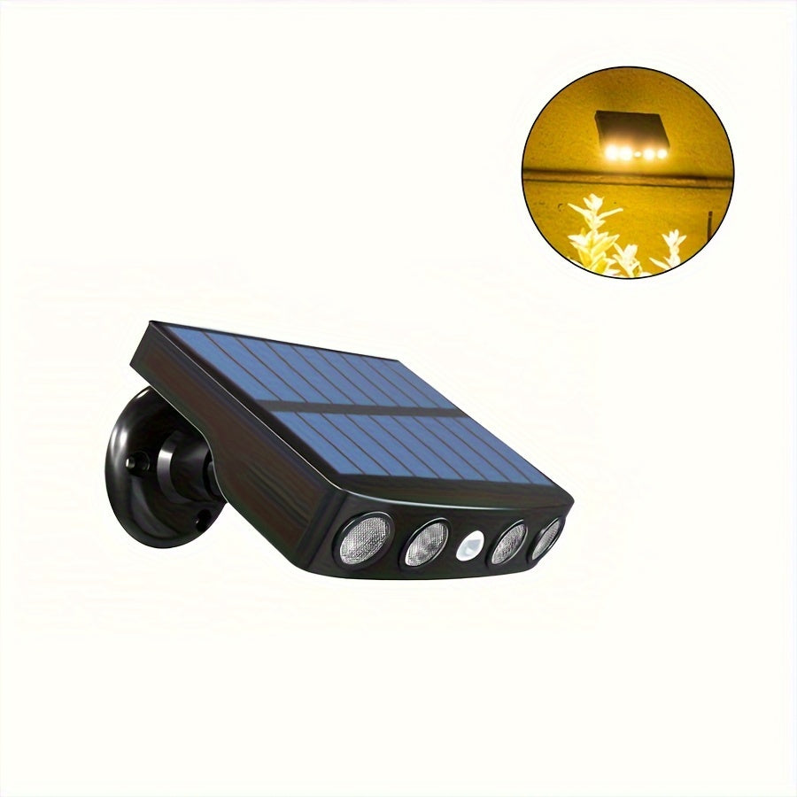 1pc Solar Powered LED Outdoor Black-Warm Light