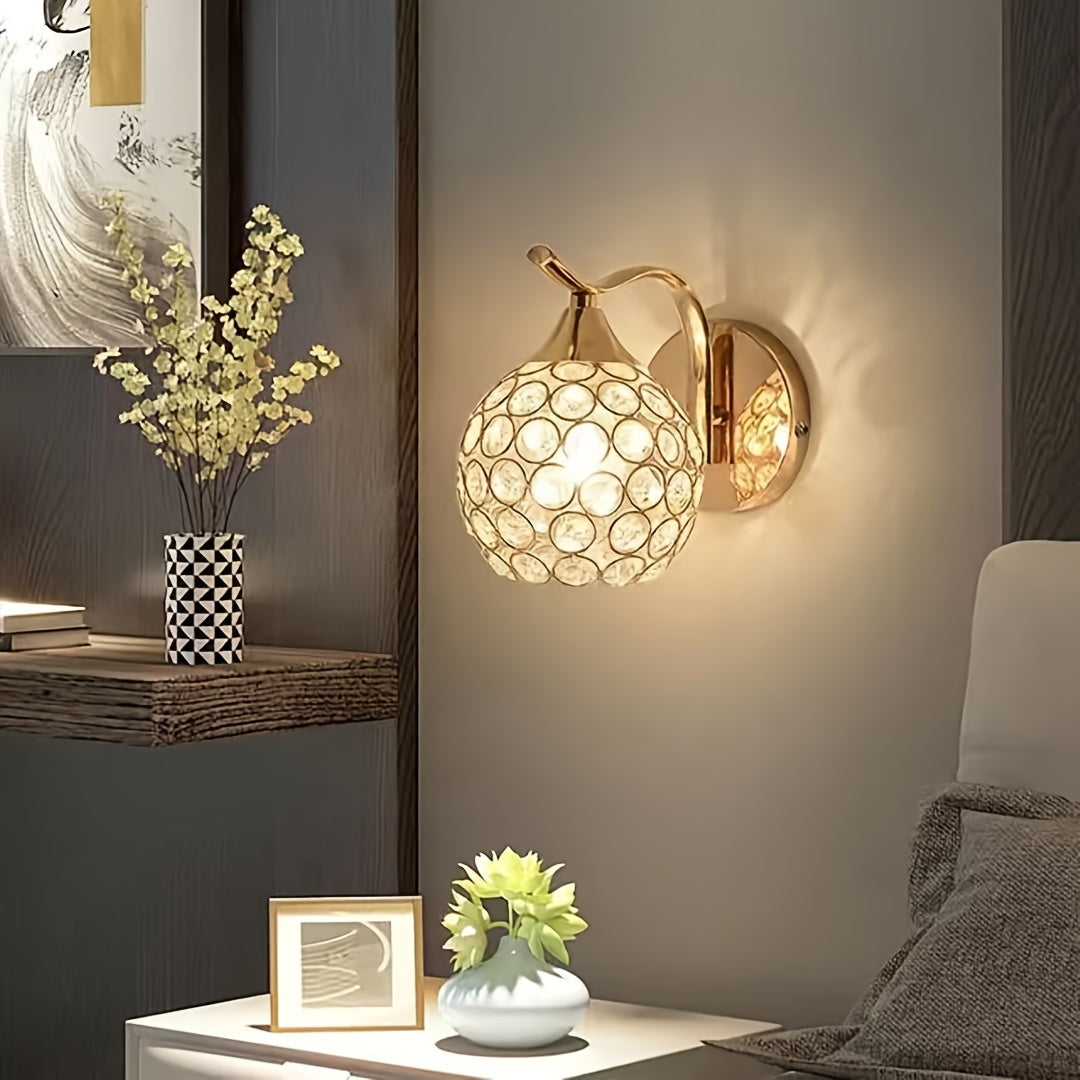 1pc Contemporary Dimmable Crystal Wall Golden