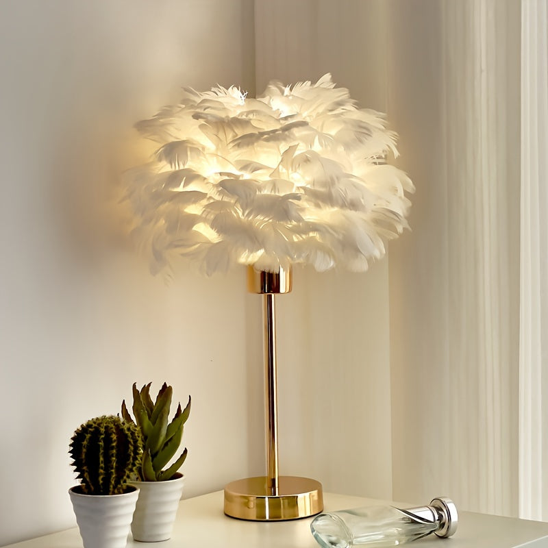 Elegant White Feather Lamp with